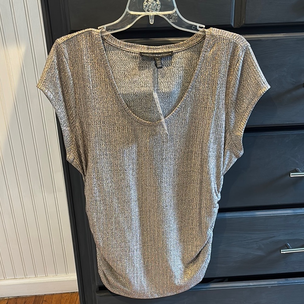Metallic Short Sleeve Top